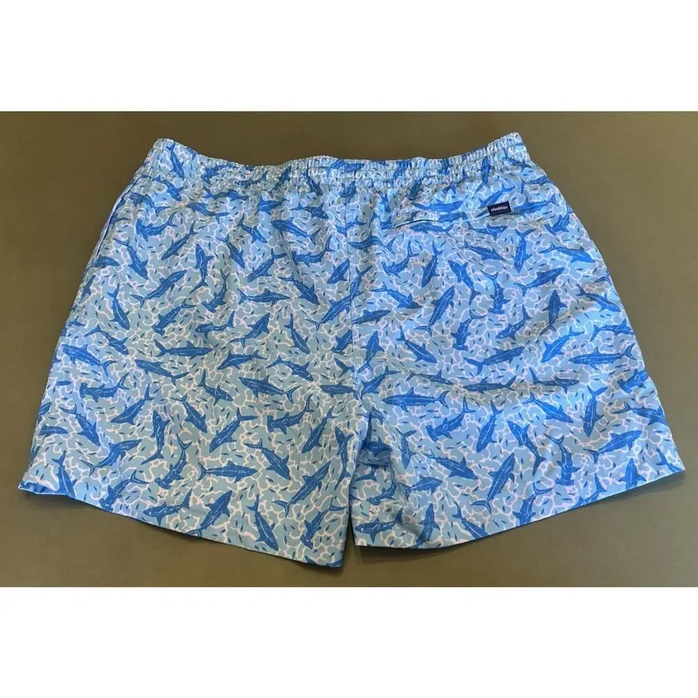 Chubbies The Shark Sides Swim Trunks Blue Shark Print NWT Men’s XXL